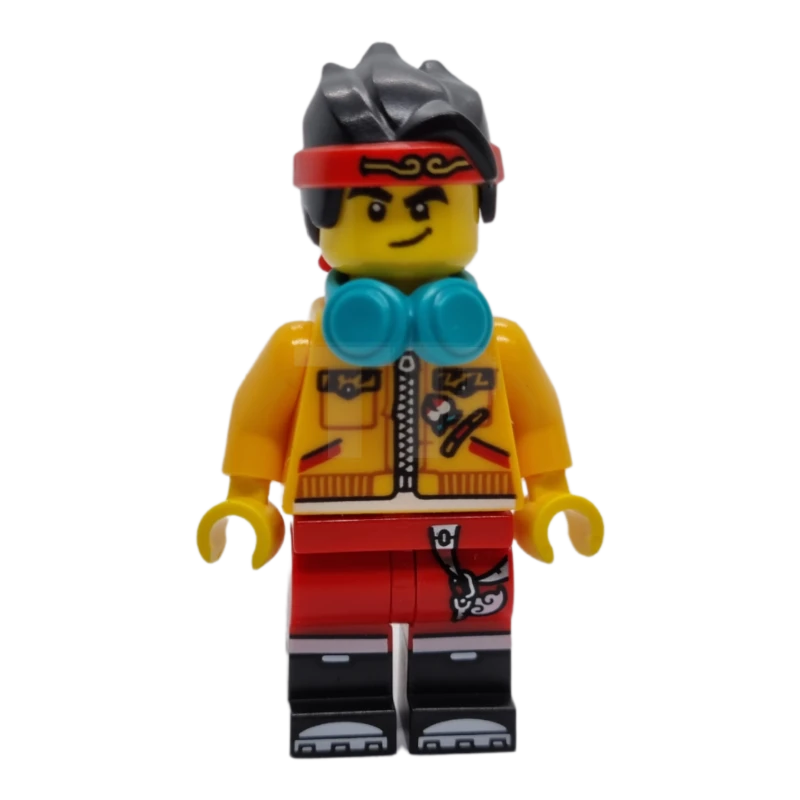 LEGO&reg; mk052 Monkie Kid - Bright Light Orange Closed Jacket, Dark Turquoise Headphones