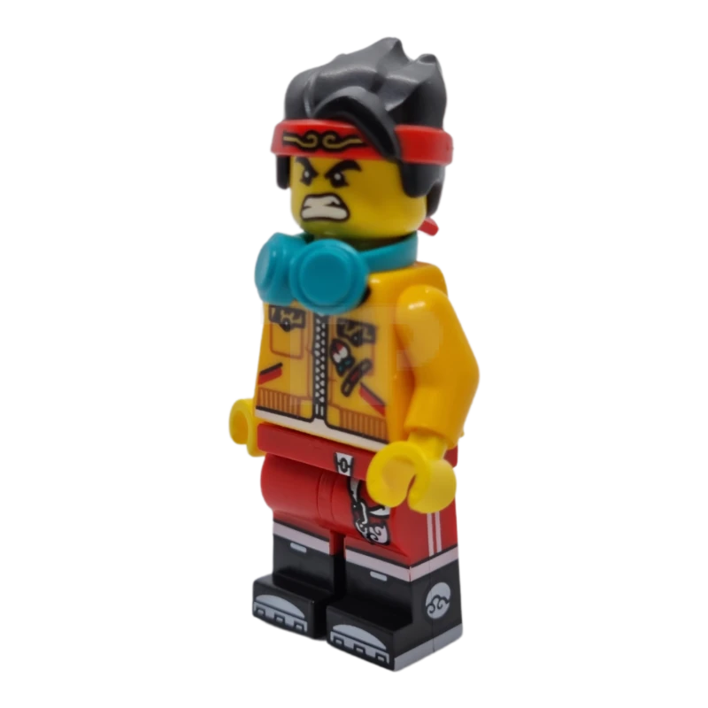 LEGO&reg; mk052 Monkie Kid - Bright Light Orange Closed Jacket, Dark Turquoise Headphones