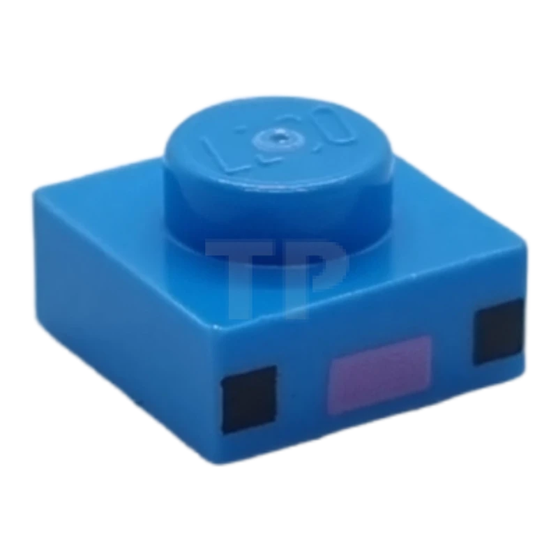 LEGO&reg; 3024pb019 - 6391662 - Plate 1 x 1 with 2 Black Squares and Medium Lavender Rectangle Pattern (Minecraft Axolotl Face)