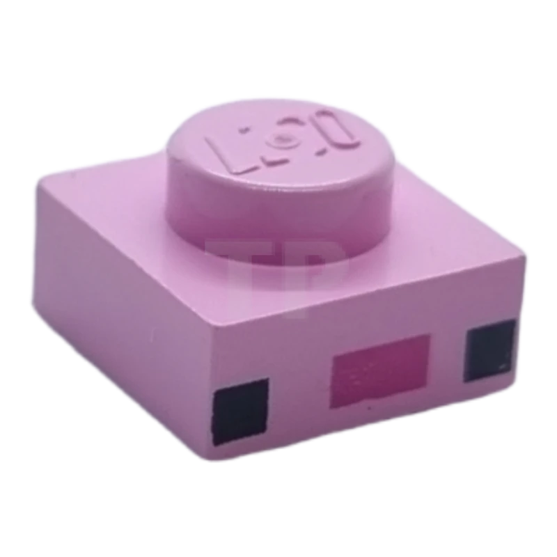 LEGO&reg; 6385121 - 3024pb018 - Plate 1 x 1 with 2 Black Squares and Dark Pink Rectangle Pattern (Minecraft Axolotl Face)