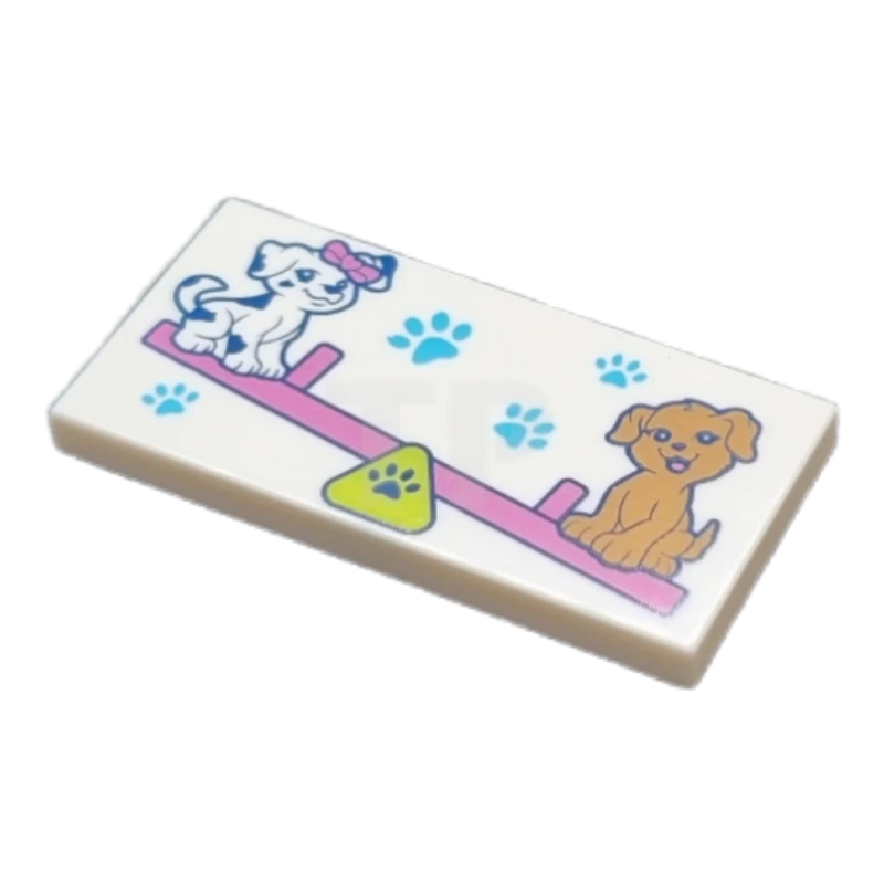 LEGO&reg; 6373378 - 87079pb1103 - Carreau 2 x 4 avec motif de chiens sur la scie à balancier.