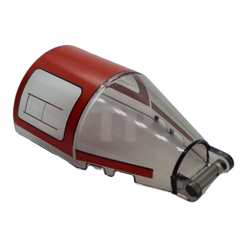 LEGO&reg; 6331033 - 92279pb013 - Windscreen 6 x 4 x 2 Round with Bar Handle with Red Roof and Stripes Pattern