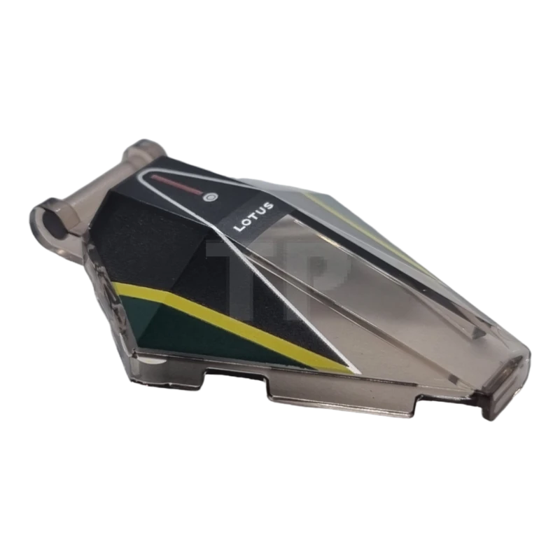 LEGO&reg; 6388425 - 27262pb07 - Windschutzscheibe 6 x 4 x 1 sechseckig mit Stangengriff und 'LOTUS'-Muster