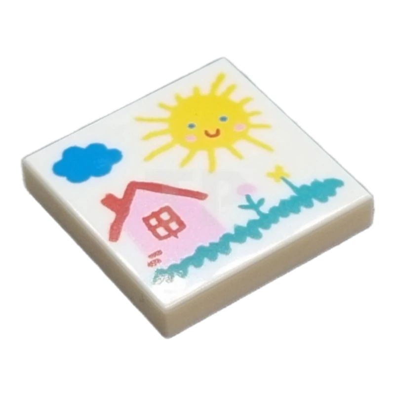 LEGO&reg; 6384080 - 3068pb1882 - Tile 2 x 2 with Drawing of House Pattern