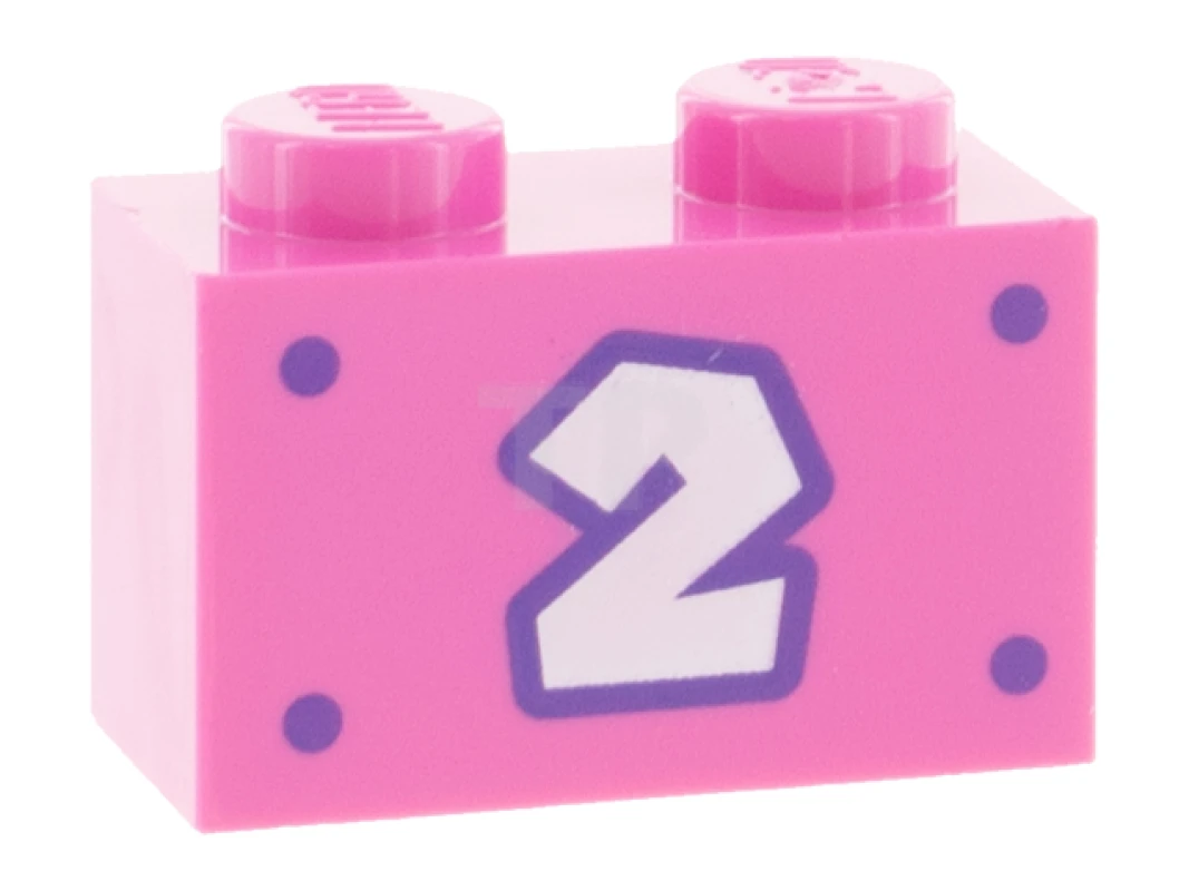 LEGO&reg; 6382052 - 3004pb261 - Steen 1 x 2 met nummer 2 patroon