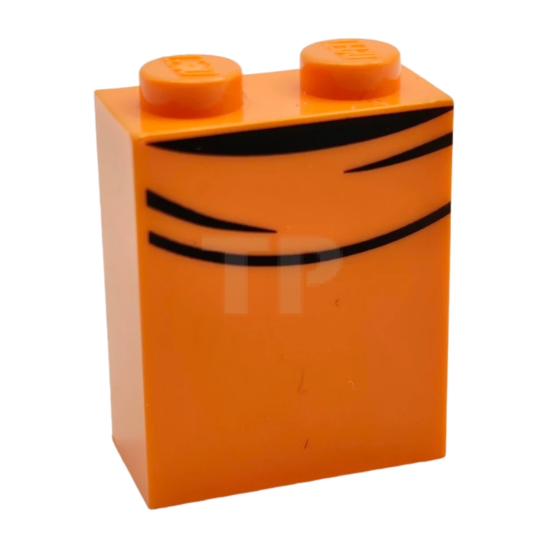 LEGO&reg; 6289575 - 3245cpb118 - Brick 1 x 2 x 2 with Inside Stud Holder with Curved Black Lines Pattern (BrickHeadz Goofy Turtleneck Jumper)