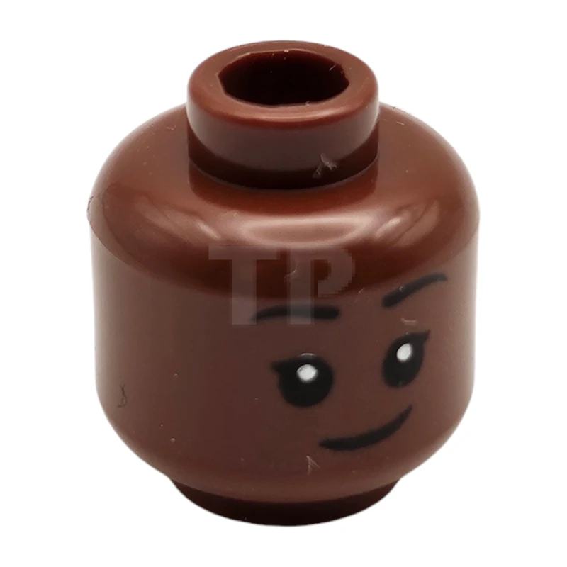 LEGO&reg; 6381951 - 3626cpb2996 - Minifigure, Head Dual Sided, Black Eyebrows and Eyes with White Pupils, Smirk / Eyebrow Raised, Sad Pattern - Hollow Stud