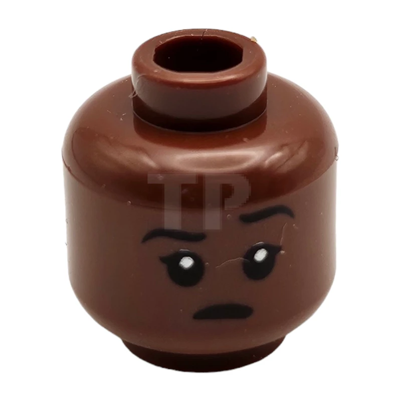 LEGO&reg; 6381951 - 3626cpb2996 - Minifigure, Head Dual Sided, Black Eyebrows and Eyes with White Pupils, Smirk / Eyebrow Raised, Sad Pattern - Hollow Stud