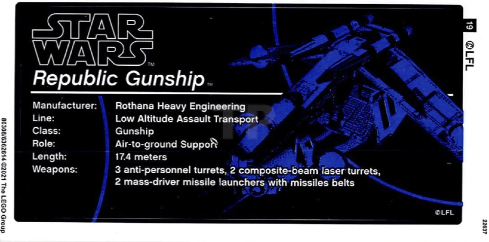 LEGO&reg; 6362614 - Autocollant pour l'ensemble 75309 - Feuille 2