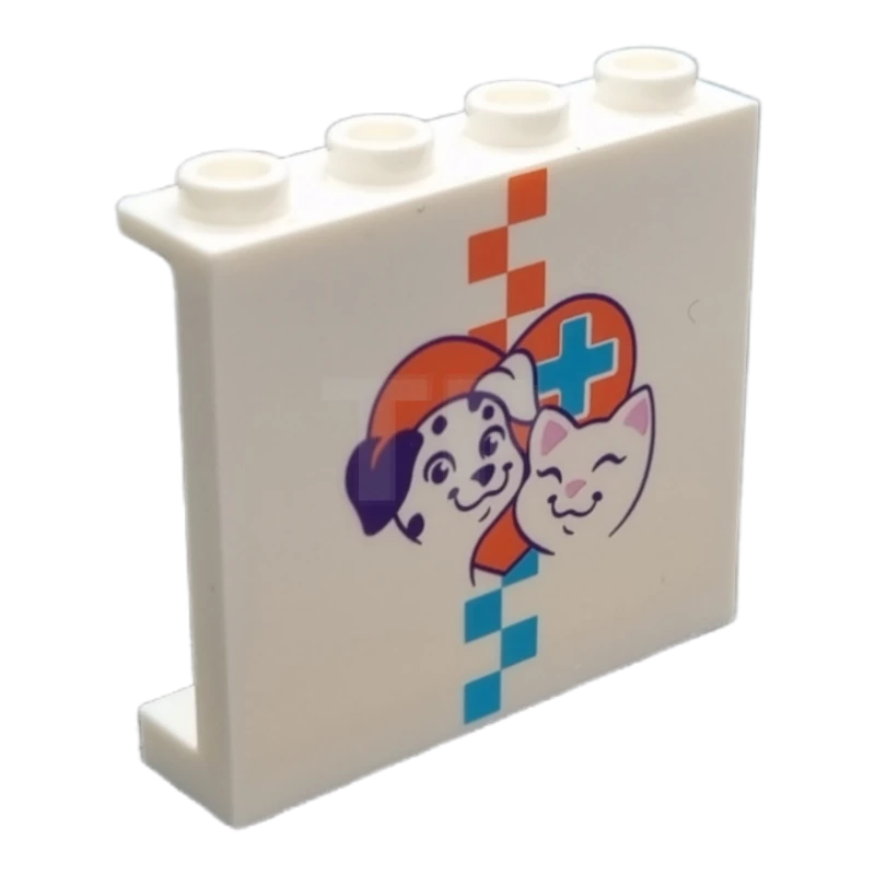 LEGO&reg; 6361462 - 60581pb215 - Panel 1 x 4 x 3 with Side Supports and Dog and Cat Pattern