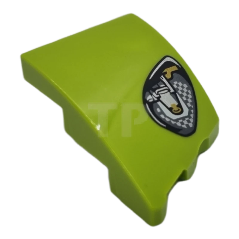 LEGO&reg; 6376905 - 80177pb002 - Wedge 3 x 2 No Studs Left with Aston Martin Car Headlight, Silver Checkerboard and Casing, Gold Bulb Pattern