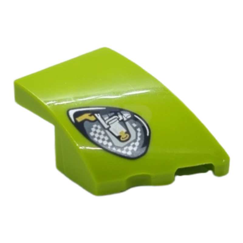 LEGO&reg; 6376906 - 80178pb002 - Wedge 3 x 2 No Studs Right with Aston Martin Car Headlight, Silver Checkerboard and Casing, Gold Bulb Pattern