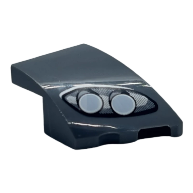 LEGO&reg; 6376908 - 80178pb003 - Wedge 3 x 2 No Studs Right with Aston Martin Car Headlight, Silver Lines, 2 White Bulbs Pattern