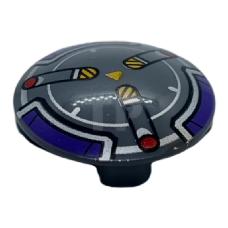 LEGO&reg; 6381614 - 2654pb020 - Plate 2 x 2 Round with Convex Bottom with Spokes and Danger Stripes Pattern