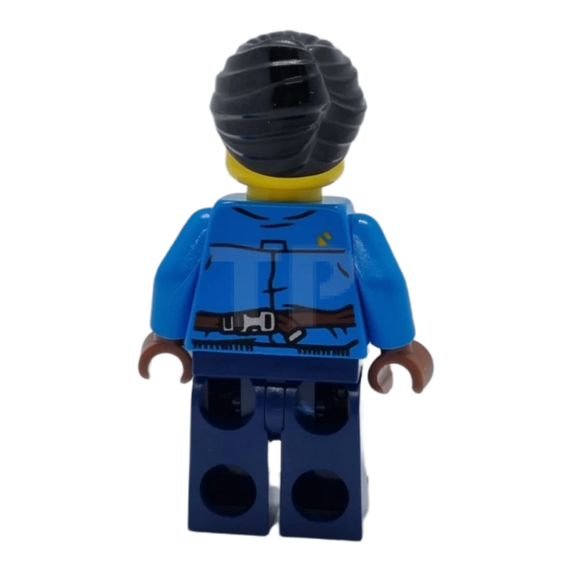 LEGO&reg; hol270 Vrouw, zwart haar, donkerblauw jack, donkerblauwe benen