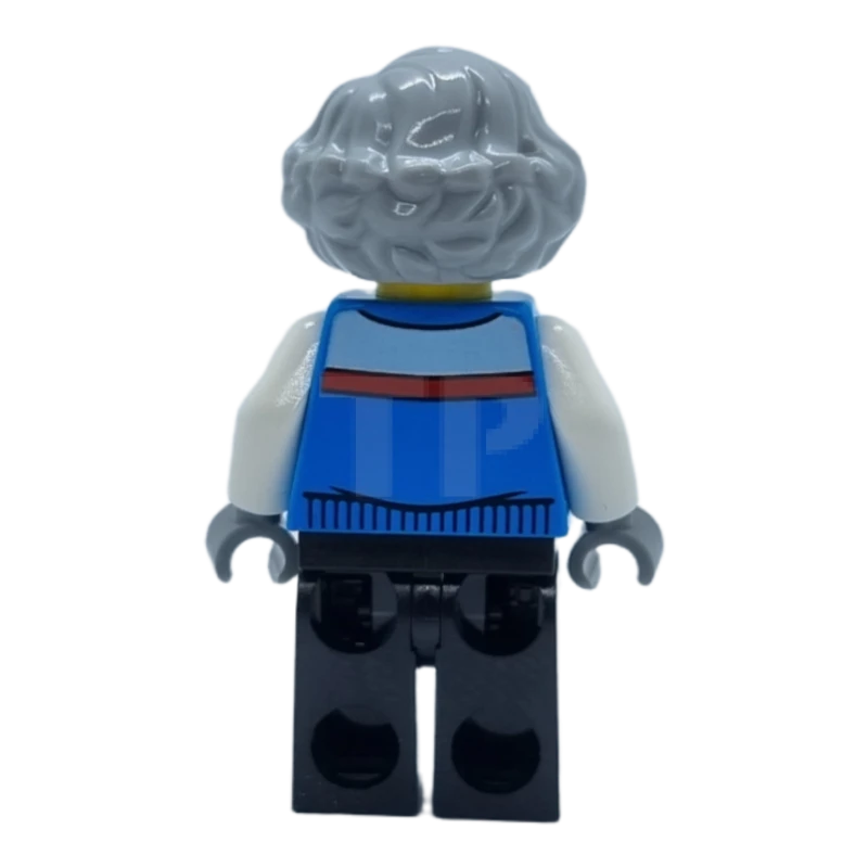 LEGO&reg; hol280 Woman, Light Bluish Gray Hair, Dark Azure Coat, Black Legs