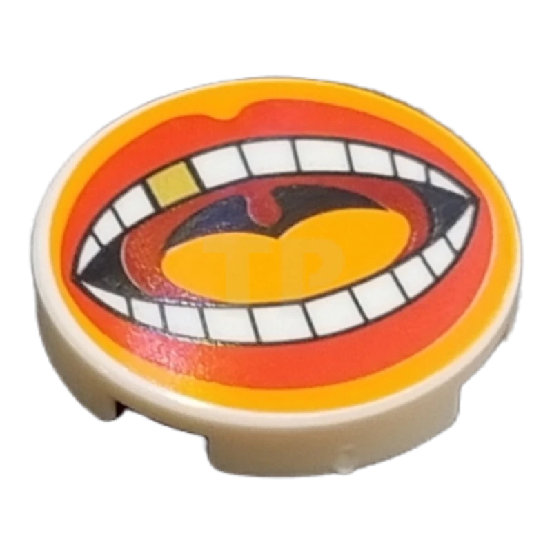 LEGO&reg; 6384992 - 14769pb498 - Tile 2 x 2 Round with Bottom O and Mouth Pattern