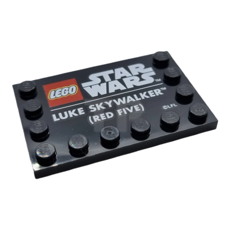 LEGO&reg; 6387681 - 6180pb154 - Piastrelle 4 x 6 con borchie sui bordi con motivo 