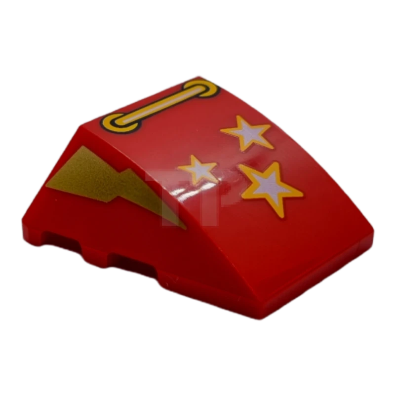 LEGO&reg; 6375560 - 64225pb060 - Wedge 4 x 3 Triple Curved with Lightning Bolts and Stars Pattern