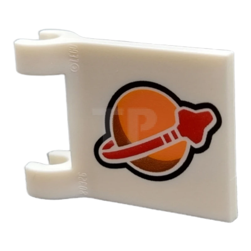 LEGO&reg; 80326pb004 - 6317066 - Flag 2 x 2 Square with Flared Edge with Orange and Red Classic Space Logo Pattern on Both Sides