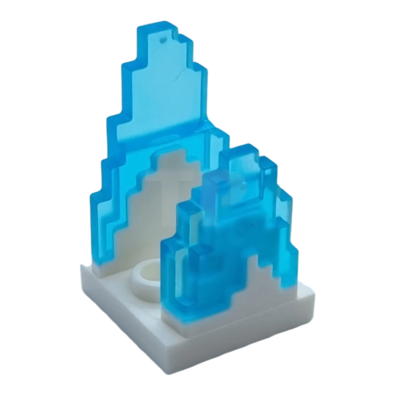 LEGO&reg; 6394965 - 41685pb02 - Wave Pixelated (Flame) on Plate 2 x 2 with 2 Studs in Center with Molded Trans-Light Blue Fire Pattern