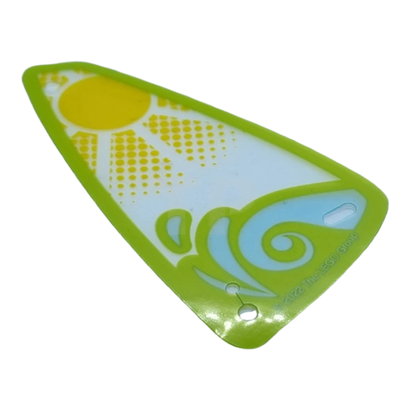 LEGO&reg; 6388654 - 1601 - Triangle en plastique 6 x 12 Voile avec motif de vague à la chaux et bleu clair brillant et de soleil jaune