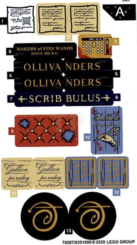 LEGO&reg;  - Sticker for Set 75978 - Sheet 1