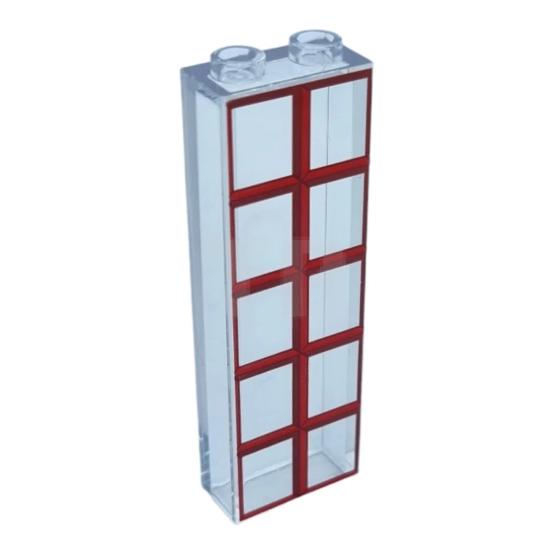 LEGO&reg; 6315044 - 2454pb269 - Brick 1 x 2 x 5 without Side Supports with Red and Dark Red Window Pane Pattern