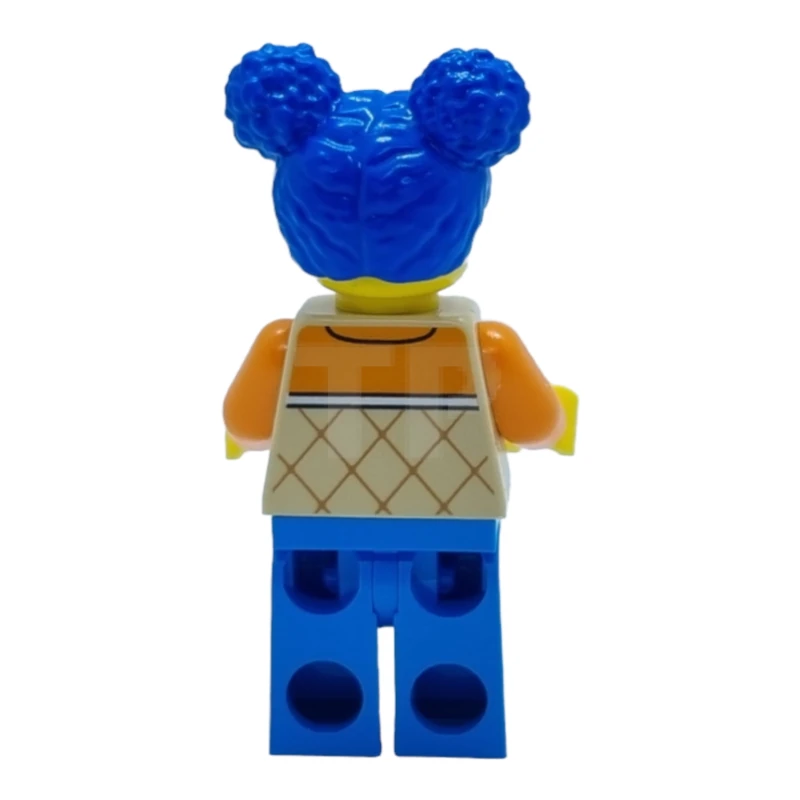 LEGO&reg; cty1439 Woman - Tan and Orange Quilted Vest, Dark Azure Legs, Blue Pigtails, Freckles