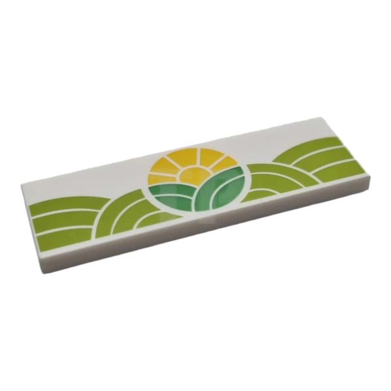 LEGO&reg; 6319789 - 69729pb034 - Tile 2 x 6 with Hills and Sun Pattern