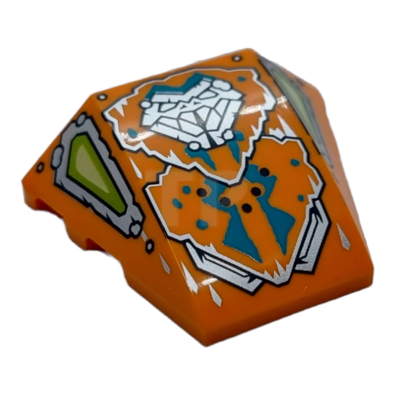 LEGO&reg; 6385348 - 64225pb063 - Cale 4 x 3 triplement courbée avec motif de tête de serpent.