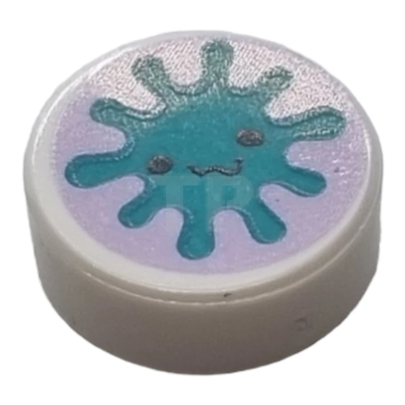 LEGO&reg; 6302707 - 98138pb313 - Carreau 1 x 1 rond avec motif d'arrière-plan de bactéries / virus.