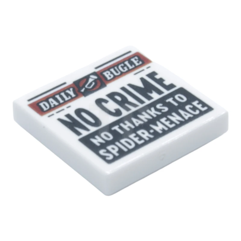 LEGO&reg; 6581222 - 3068pb1732 - Tile 2 x 2 with Groove with Newspaper 'DAILY BUGLE' and 'NO CRIME NO THANKS TO SPIDER-MENACE' Pattern