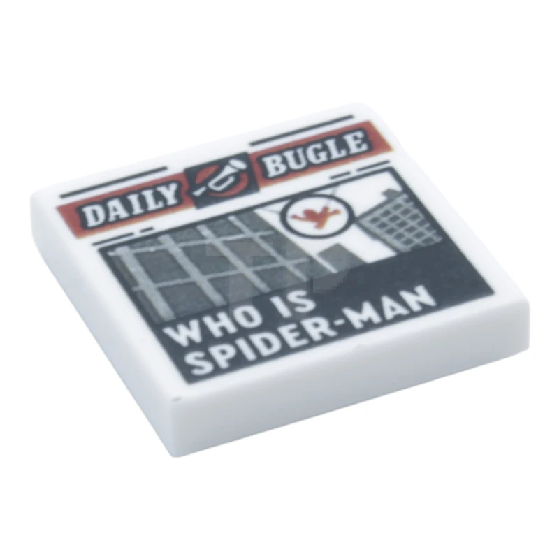 LEGO&reg; 6533477 - 3068pb1729 - Tile 2 x 2 with Groove with Newspaper 'DAILY BUGLE' and 'WHO IS SPIDER-MAN' Pattern