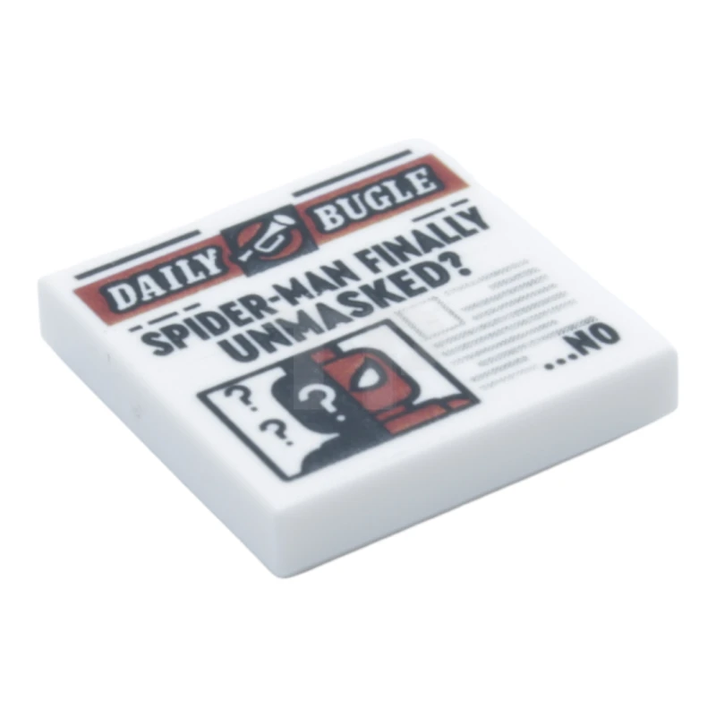 LEGO&reg; 6533475 - 3068pb1727 - Tile 2 x 2 with Groove with Newspaper 'DAILY BUGLE', 'SPIDER-MAN FINALLY UNMASKED?', and '...NO' Pattern