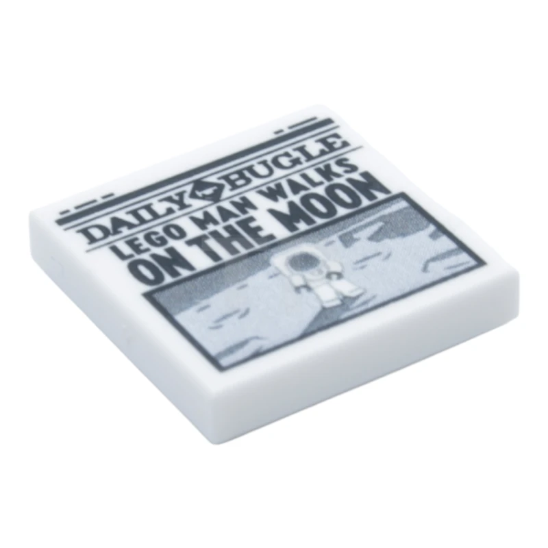 LEGO&reg; 6533469 - 3068pb1721 - Tile 2 x 2 with Groove with Newspaper 'DAILY BUGLE' and 'LEGO MAN WALKS ON THE MOON' Pattern