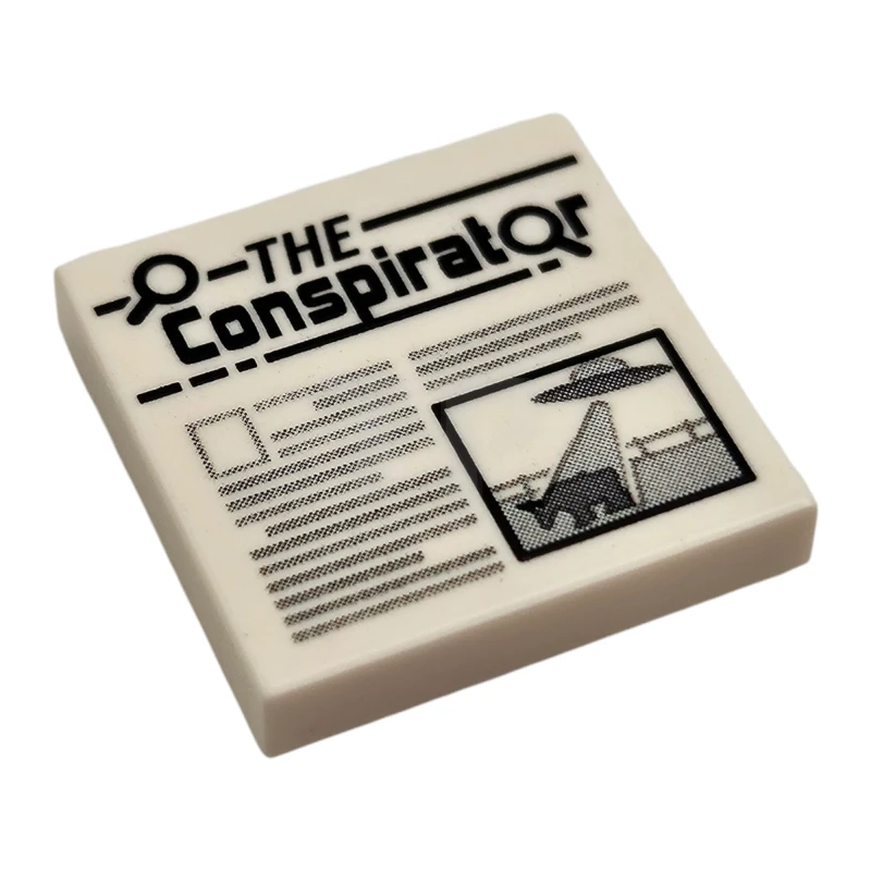 LEGO&reg; 6533481 - 3068pb1733 - Tile 2 x 2 with Groove with Newspaper 'THE Conspirator' Pattern
