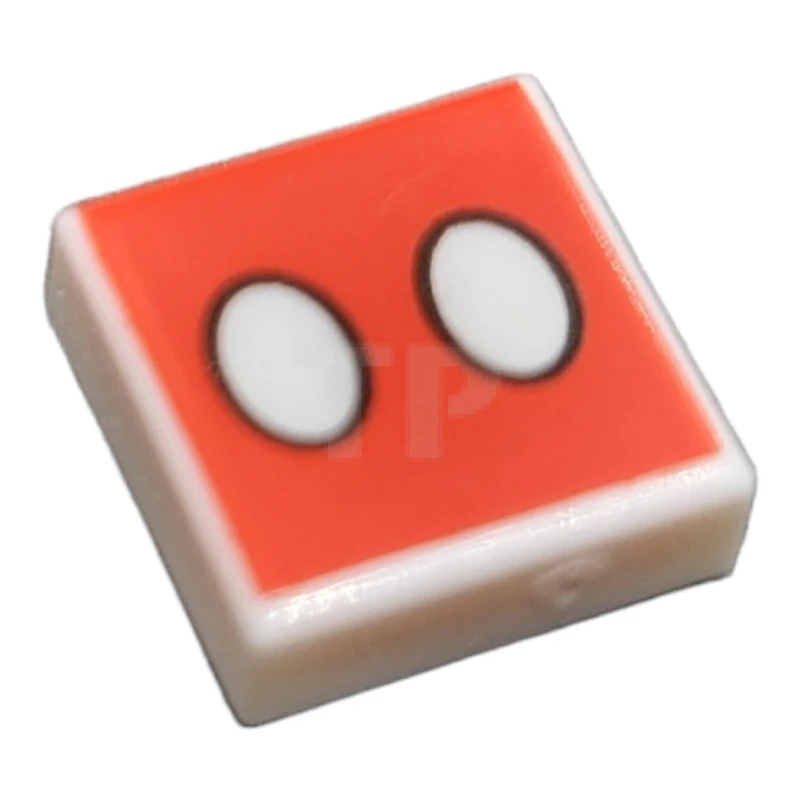 LEGO&reg; 6371610 - 3070pb254 - Tile 1 x 1 with Groove with White Ovals (Eyes) on Red Background Pattern
