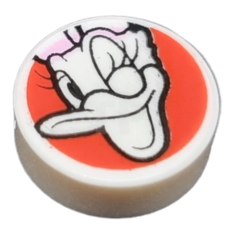 LEGO&reg; 6371609 - 98138pb325 - Tegel 1 x 1 Rond met Daisy Duck-patroon