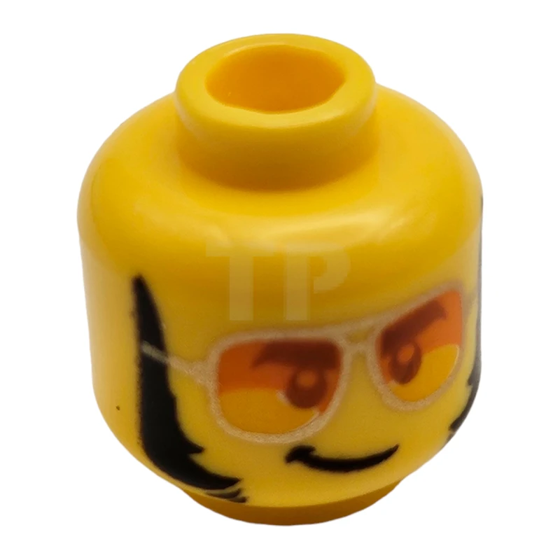 LEGO&reg; 6288061 - 3626cpb2540 - Minifigure, Head Glasses, Orange Sunglasses with Silver Frames, Lopsided Grin, Thick Sideburns Pattern - Hollow Stud