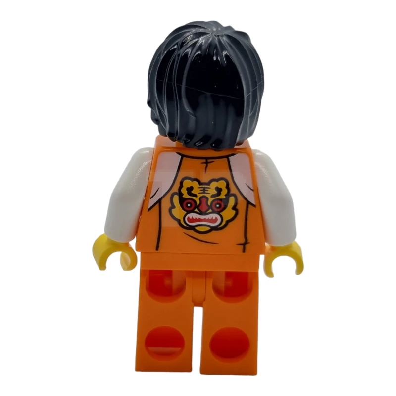 LEGO&reg; hol267 Man, oranje trainingspak, zwart haar