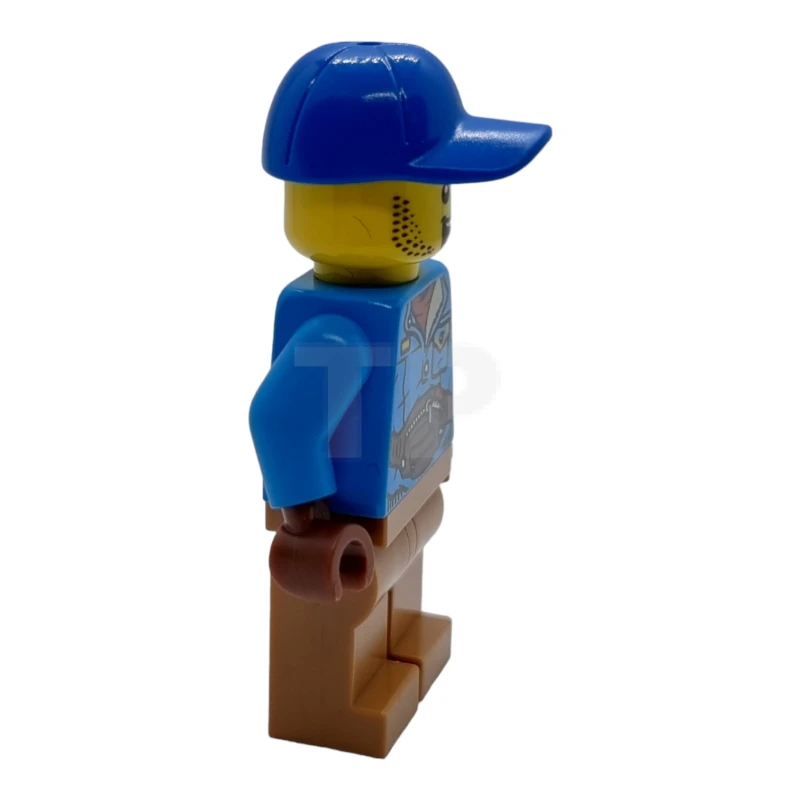 LEGO&reg; hol263 Man, Blue Cap, Dark Azure Jacket, Medium Nougat Legs