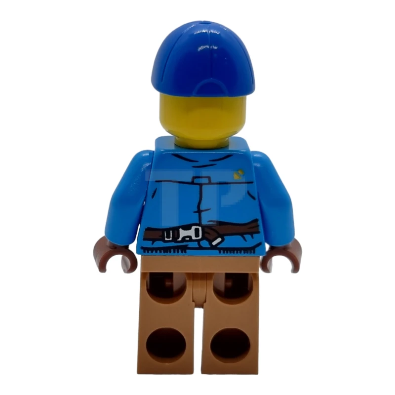 LEGO&reg; hol263 Man, Blue Cap, Dark Azure Jacket, Medium Nougat Legs