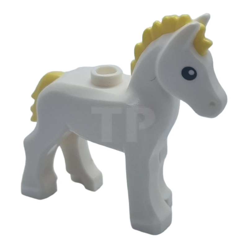LEGO&reg; 6402706 - 82445pb02 - Horse, Foal with 1 Stud on Back, Bright Light Yellow Mane and Tail, Black Eyes with White Pupils Pattern