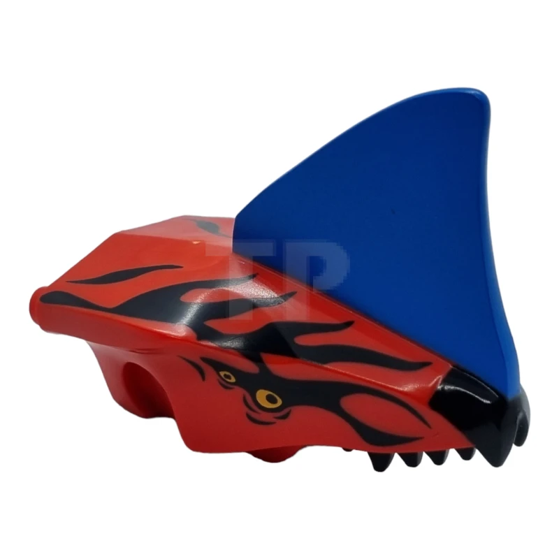 LEGO&reg; 6409193 - 1582pb01 - Testa di drago (Avatar Toruk) Mascella superiore con cresta blu, strisce nere e motivo degli occhi arancione chiaro.