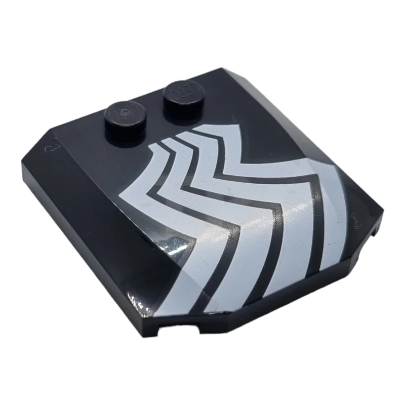 LEGO&reg; 6411154 - 45677pb154a - Plate 4 x 4 x 2/3 Triple Curved with Zigzag Lines Pattern (Side A)