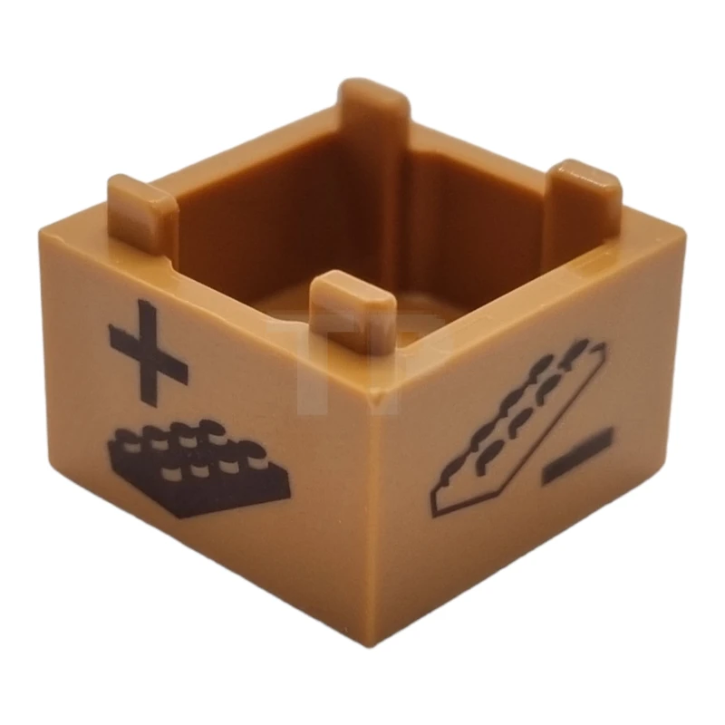 LEGO&reg; 6296268 - 35700pb08 - Container, Box 2 x 2 x 1 - Top Opening with HP Game Spinner / Dreidel Actions with Dark Brown Dark Mark, Plus and Minus Signs, and Plates Pattern