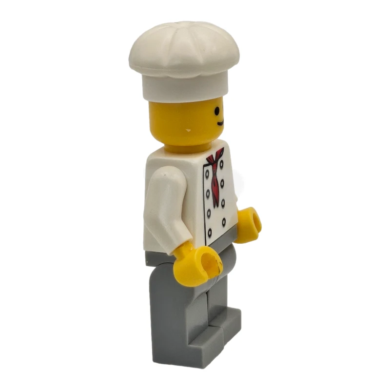 LEGO&reg; twn269a Baker (Chef) - White Torso with 8 Buttons, No Wrinkles Front or Back, Light Bluish Gray Legs