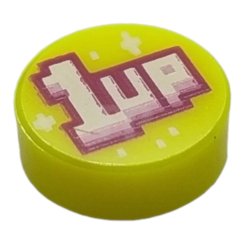 LEGO&reg; 6371565 - 98138pb287 - Tile 1 x 1 Round with '1UP' Pattern