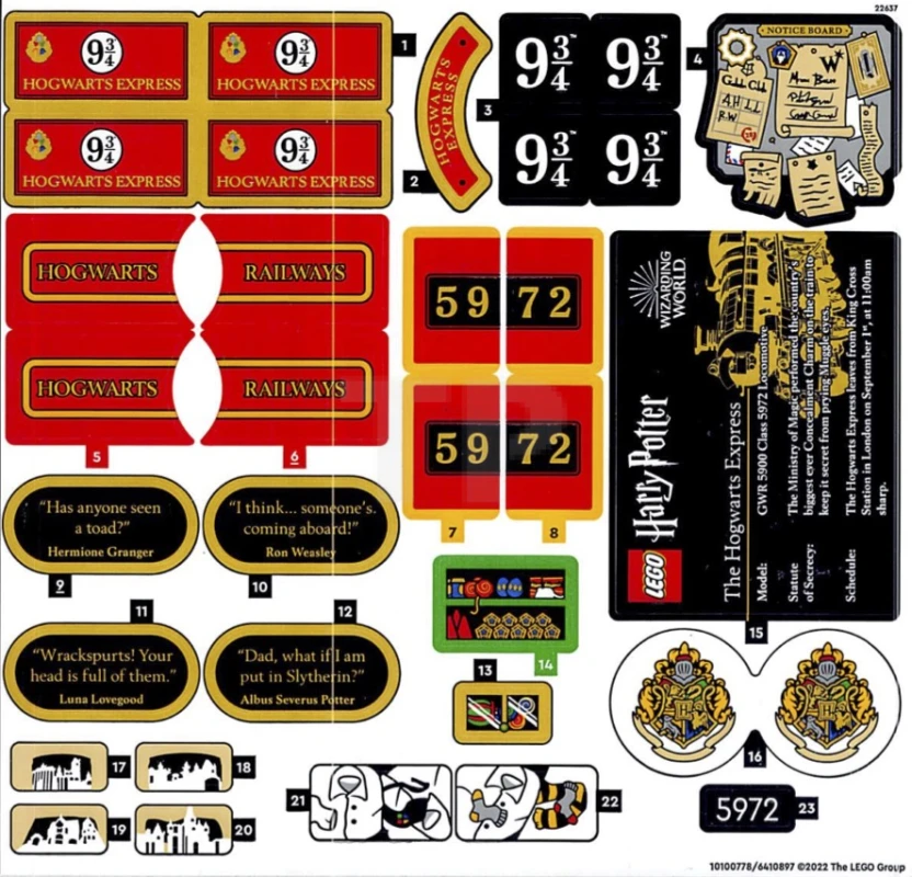 LEGO&reg; 6410897 - Sticker voor set 76405 (eerste versie)